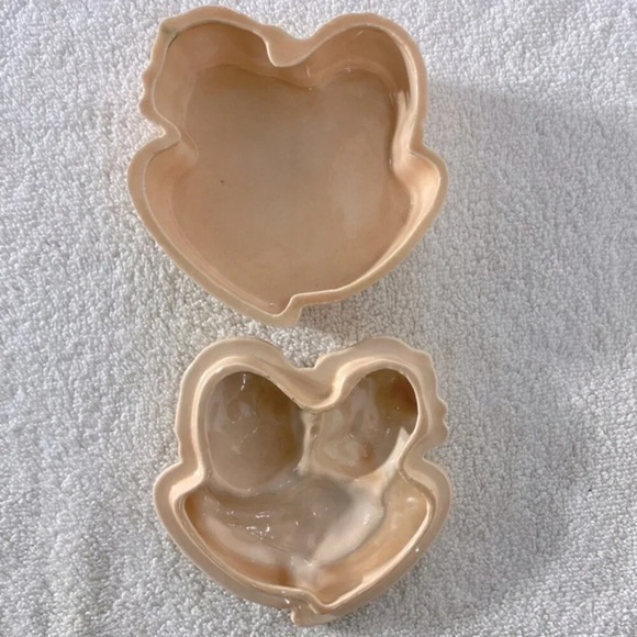 Vintage 1995 Peach Ceramic Cherub Angel Heads W Wings Trinket Dish With Lid - Picture 11 of 16